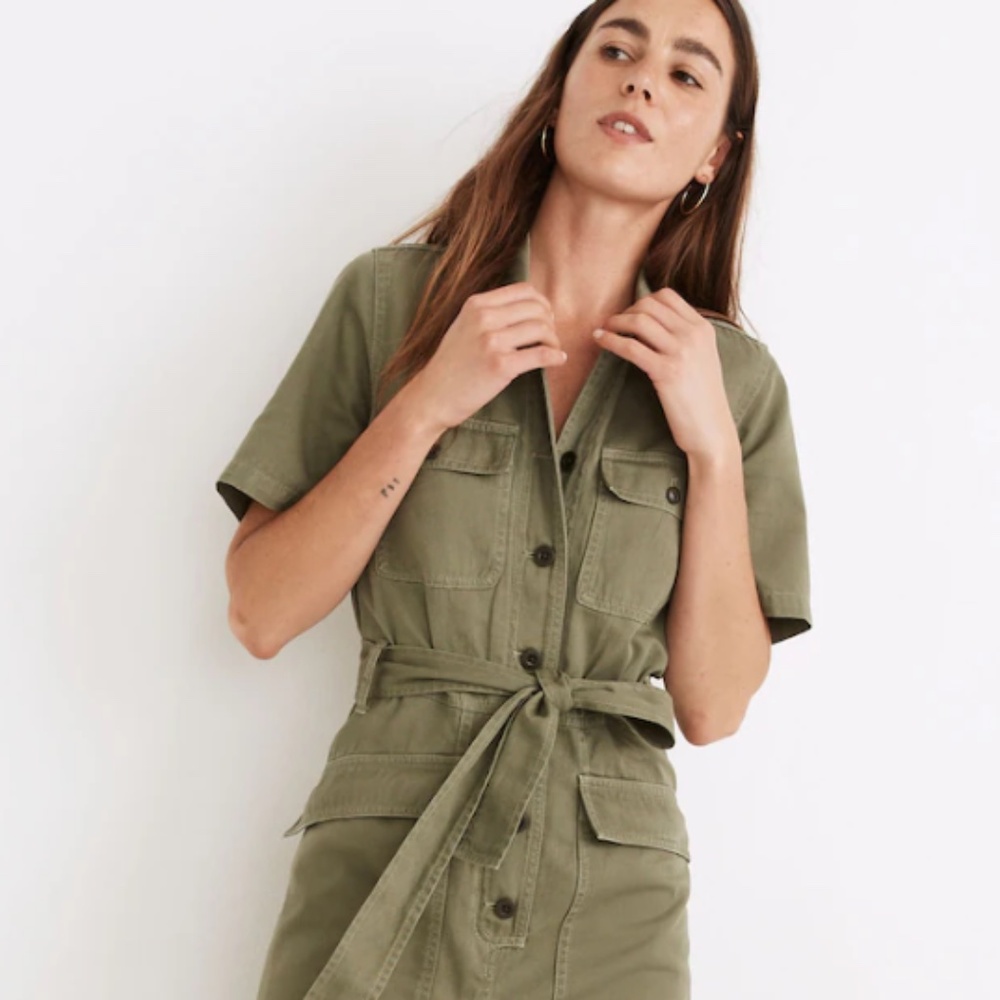 Madewell Tie Waist Military Jumpsuit
